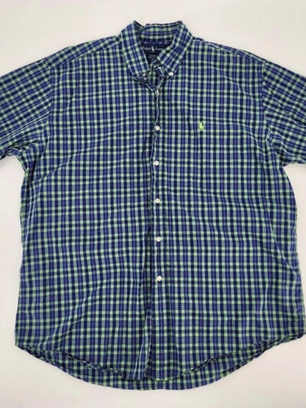 Ralph Lauren Blake Plaid Cotton Shirt in Blue & Green Size Large